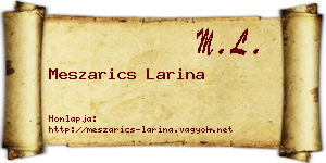 Meszarics Larina névjegykártya